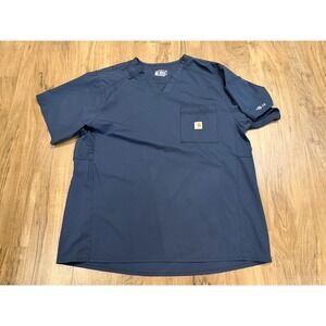Carhartt Scrub Shirt Mens XL Gray Blue Modern Fit Force Pocket Medical Workwear